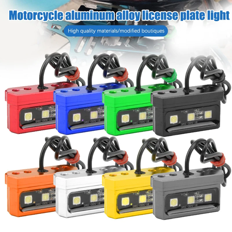 

LED Motorcycle License Plate Light Decorative Lamp Universal Aluminum Alloy Rear Tail Light Aircraft License Plate Holder Light