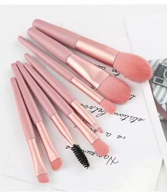 8Pcs Mini Macaron Soft Makeup Brushes Set, Portable Beginner Beauty Tools for Blush Eyeshadow, Complete Cosmetic Brush Kit