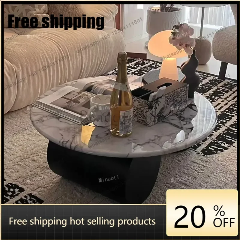 Marble coffee table Italian minimalist tea table round living room household Factory Direct