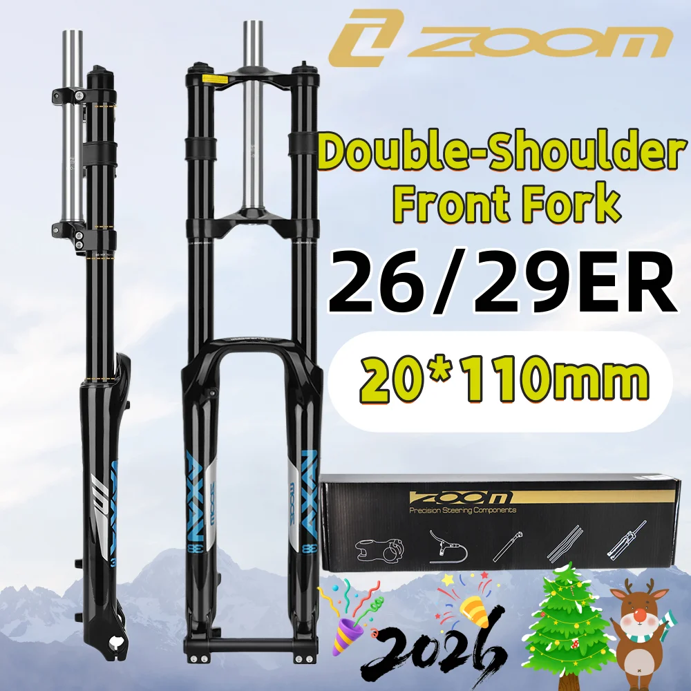 

ZOOM Bicycle Front Fork 26/27.5/29in For MTB Downhill Double Shoulder Shock Absober Damping Adjust Speed-Down Winter Ride Fork