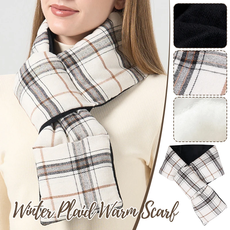 

1pc Autumn and Winter British Style Plaid Scarf for Women Cold-proof Warm Neckband Thick Fashionable All-match Down Scarf