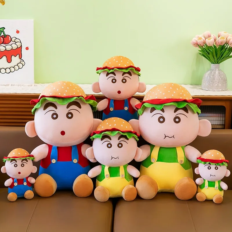 60CM Super Big Size Cartoon Anime Cute Burger Crayon Shin-chan Stuffed Animal Plushies Children's Christmas Birthday Gift