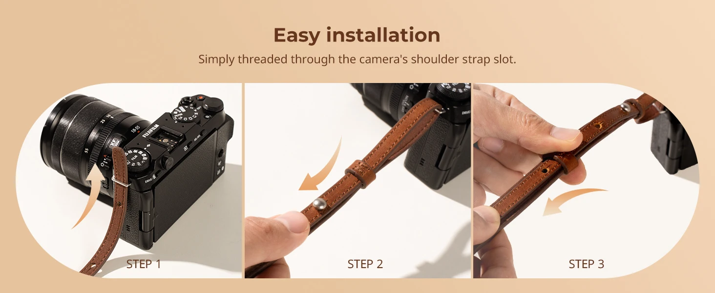 SmallRig Universal-Schultergurt aus Leder mit Kamera-Leder, Belastung 10 kg, einfache Installation, verstellbar von 100 bis 110 cm – 5209 – Detail 5