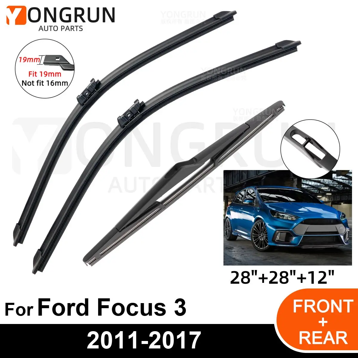 Щетка стеклоочистителя для Ford Focus 3 III, RS, 2011-2017, 3 шт.