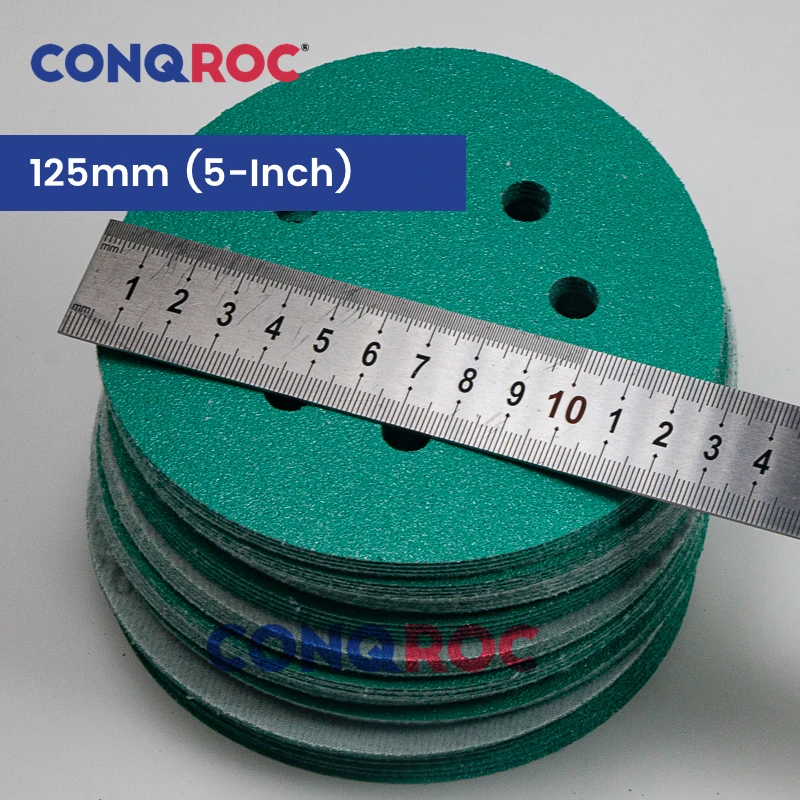 Sanding Discs 125mm 8-Hole Fused Alumina Zirconia Dry and Wet Sandpapers Polyester Film Hook and Loop 100-Piece Grit-60~2000