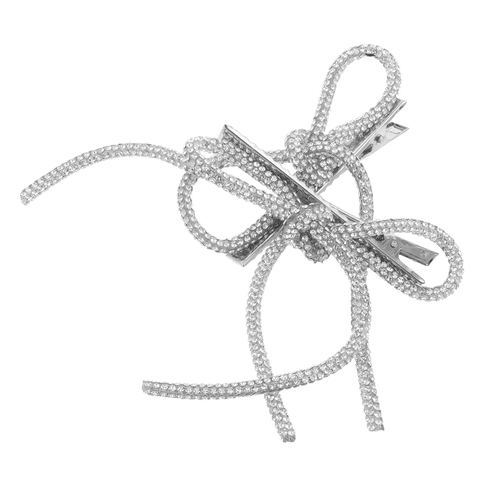 2Pcs Wedding Hair Clips Rhinestone Bow Bridal Hair Accessories Non Slip Jeweled Barrettes for Formal Events Prom Party