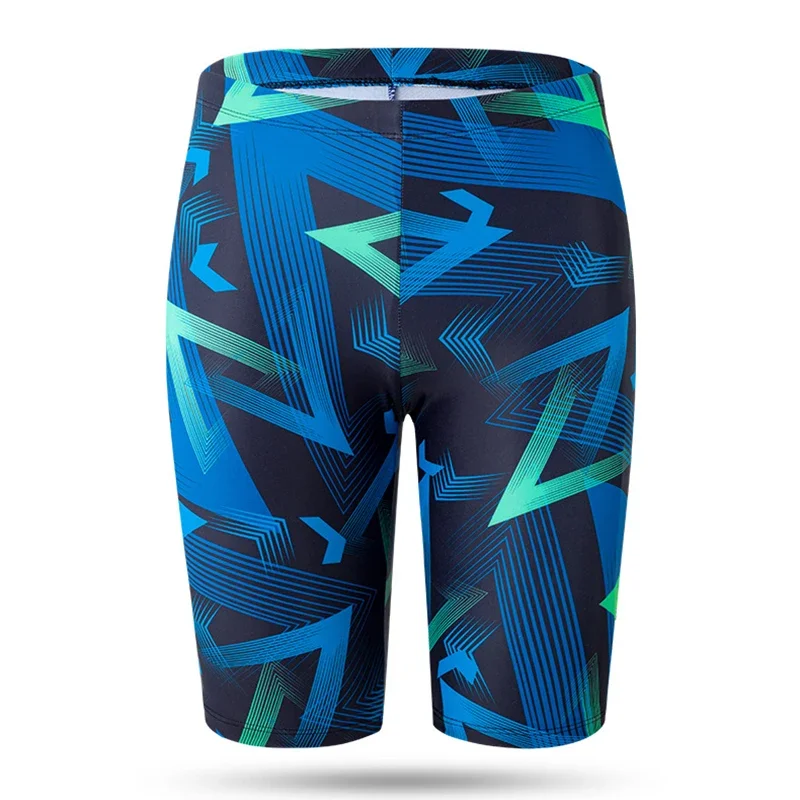 Professional Men's Swimming Trunks Shorts Long to Knee Competitive Swim Training Swimsuit Men Pant Quick dry Printed Plus Si