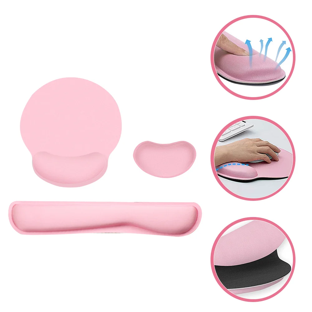 Wrist Cushion for Keyboard Mouse Pad Three Piece Set Laptop Rest Memory Foam Ergonomic Computer