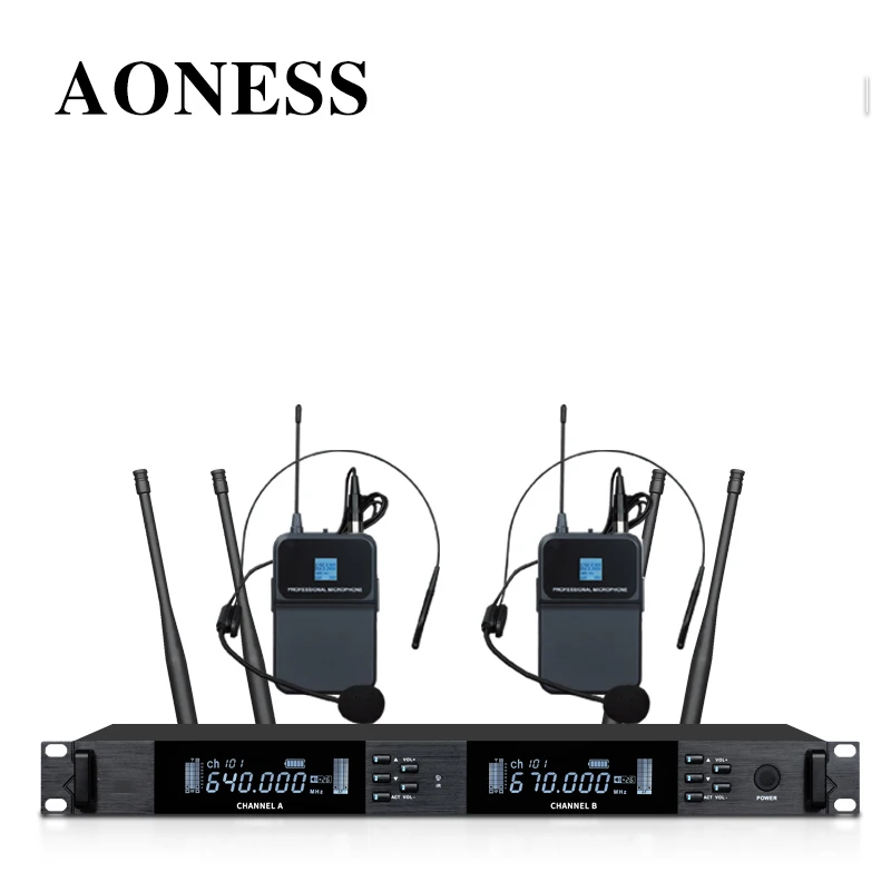 Professional Wireless Microphone  UHF Karaoke One Drag Two KTV Stage Wedding Performance Conference Microphone