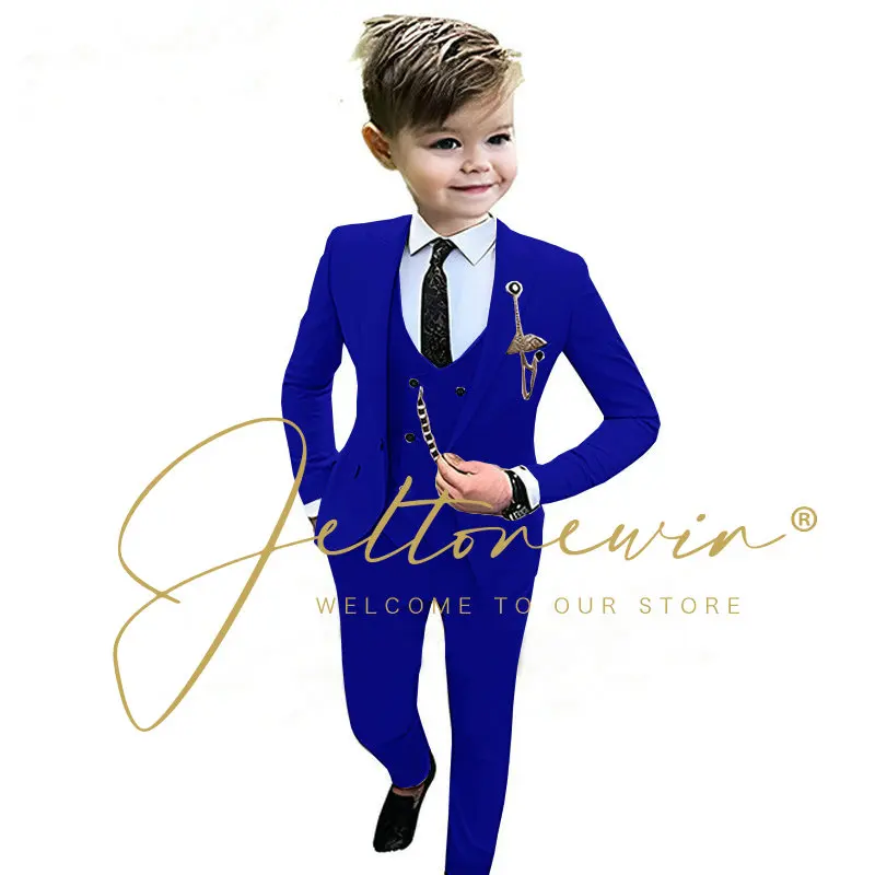 

Slim Fit Boy's Suit Set 3 Pieces Tuxedo For Formal Occasion Blazer Vest And Pants Kids Outfit For Wedding Prom School Activities