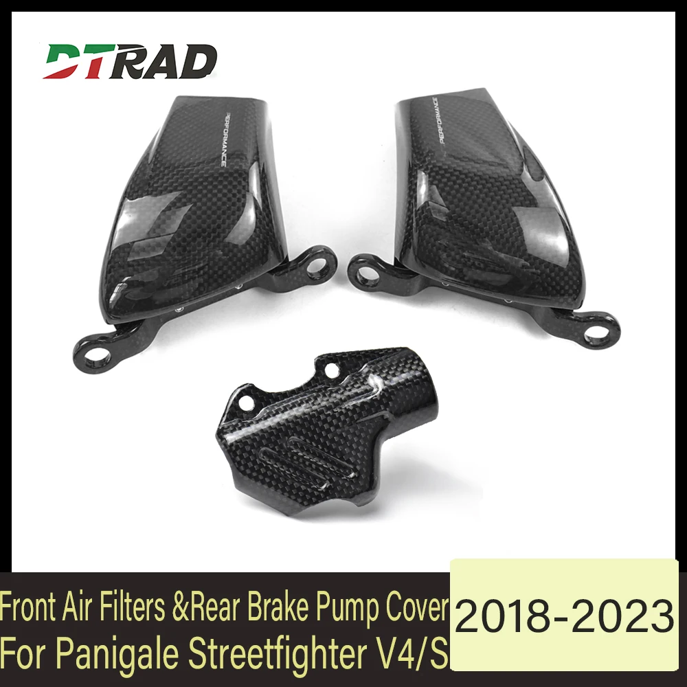 

For DUCATI Panigale V4/V4S 2018-2023 Streetfighter V4 2020-2023 Carbon Fiber Front Caliper Radiator Cap & Rear Brake Pump Cover