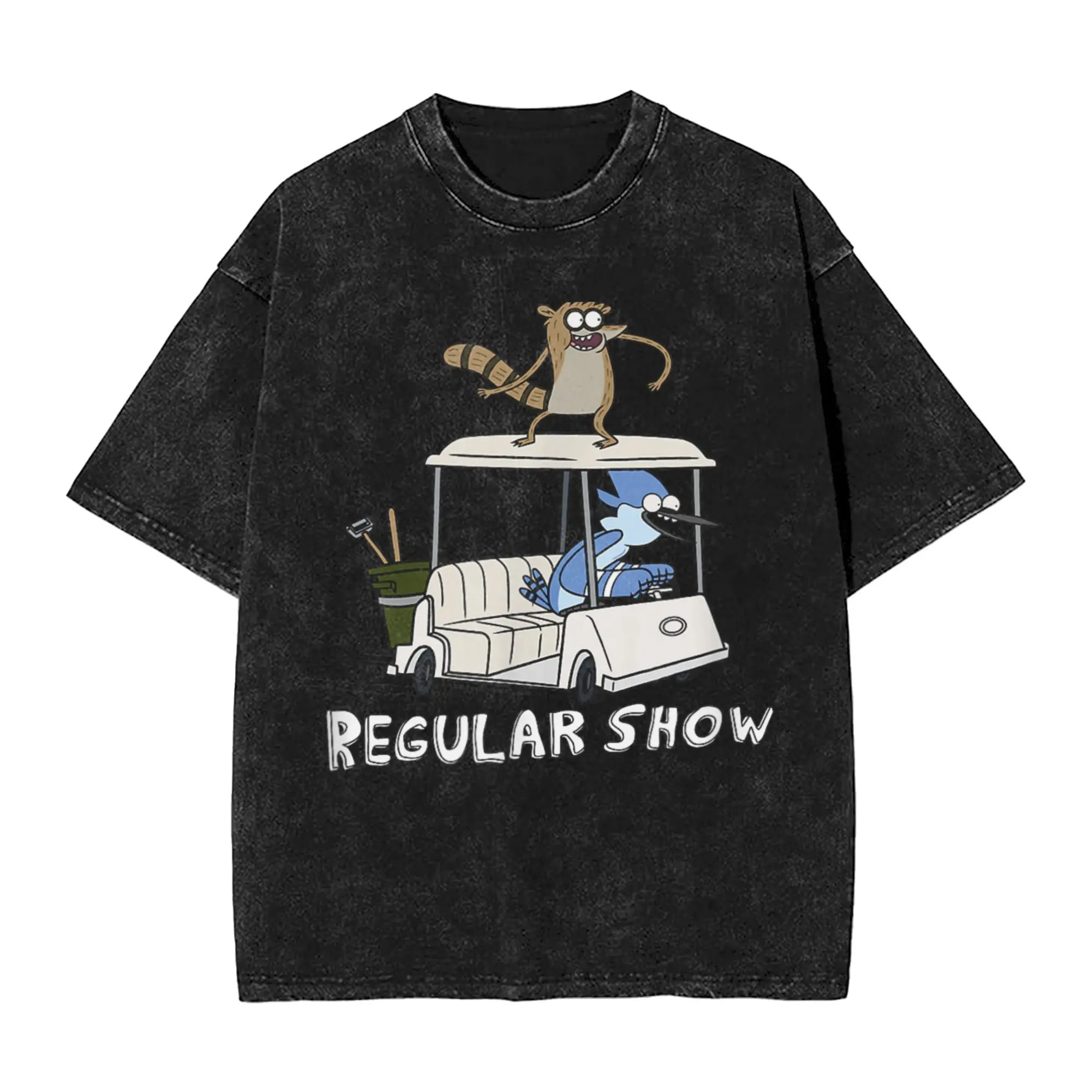 Regular Show Mordecai and Rigby Golf Cart T Shirts  Clothing Summer Y2K Funny O Neck Trending Casual Tshirt Wholesale