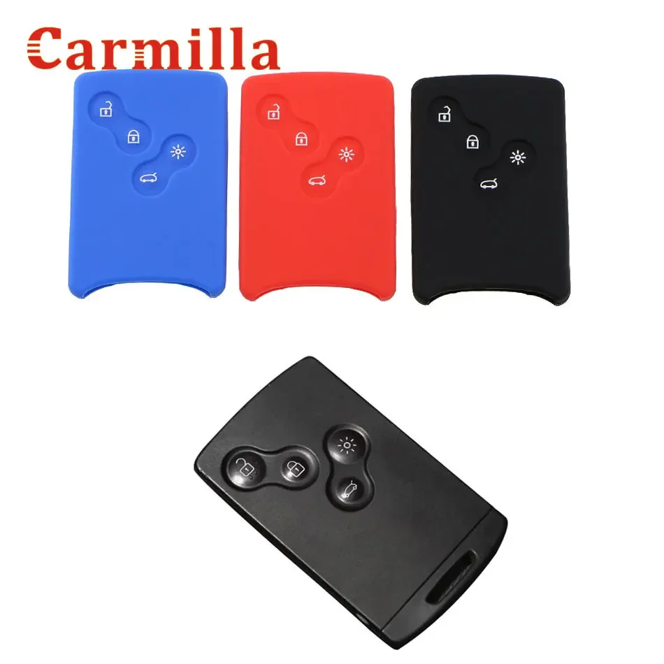 4 Buttons Silicone Rubber Car-Styling Key Cover Case Protector for Renault Clio Logan Megane 2 3 Koleos I Scenic Card
