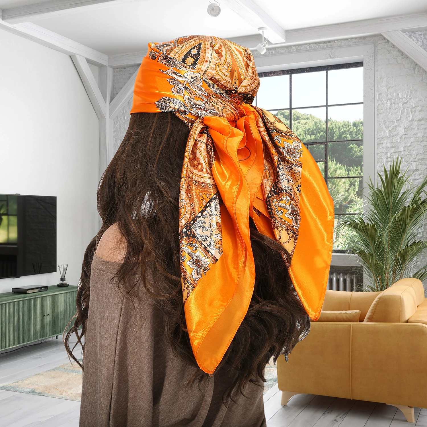 90 90 Silk Scarf Pa… - image