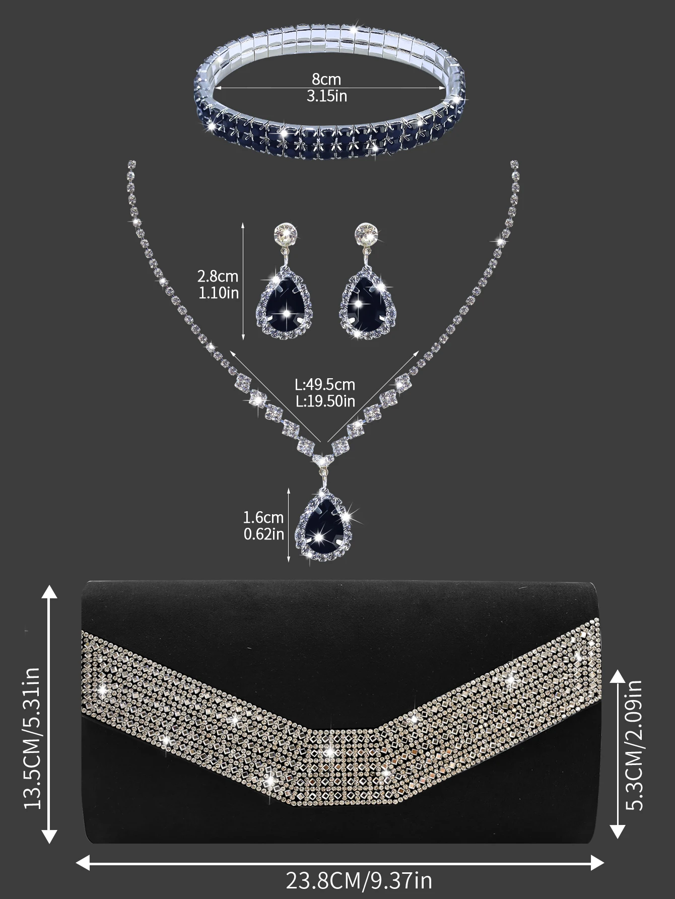 حقيبة يد نسائية متألقة وساحرة من حجر الراين المبهر للحفلات الراقصة، حقيبة سهرة نسائية عصرية ومكررة، مع قلادة رائعة من حجر الراين، مجموعة أساور، طقم من أربع قطع مع سلسلة معدنية قابلة للفصل، حفلات الزفاف والفتيات، محفظة مثالية للحفلات الراقصة والولائم