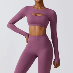 Sports Camisole Yoga Long Sleeved 1 Piece Shawl Yoga Top Nude Fitness Yop Gym Push Ups Workout Tops Running Sports Smock