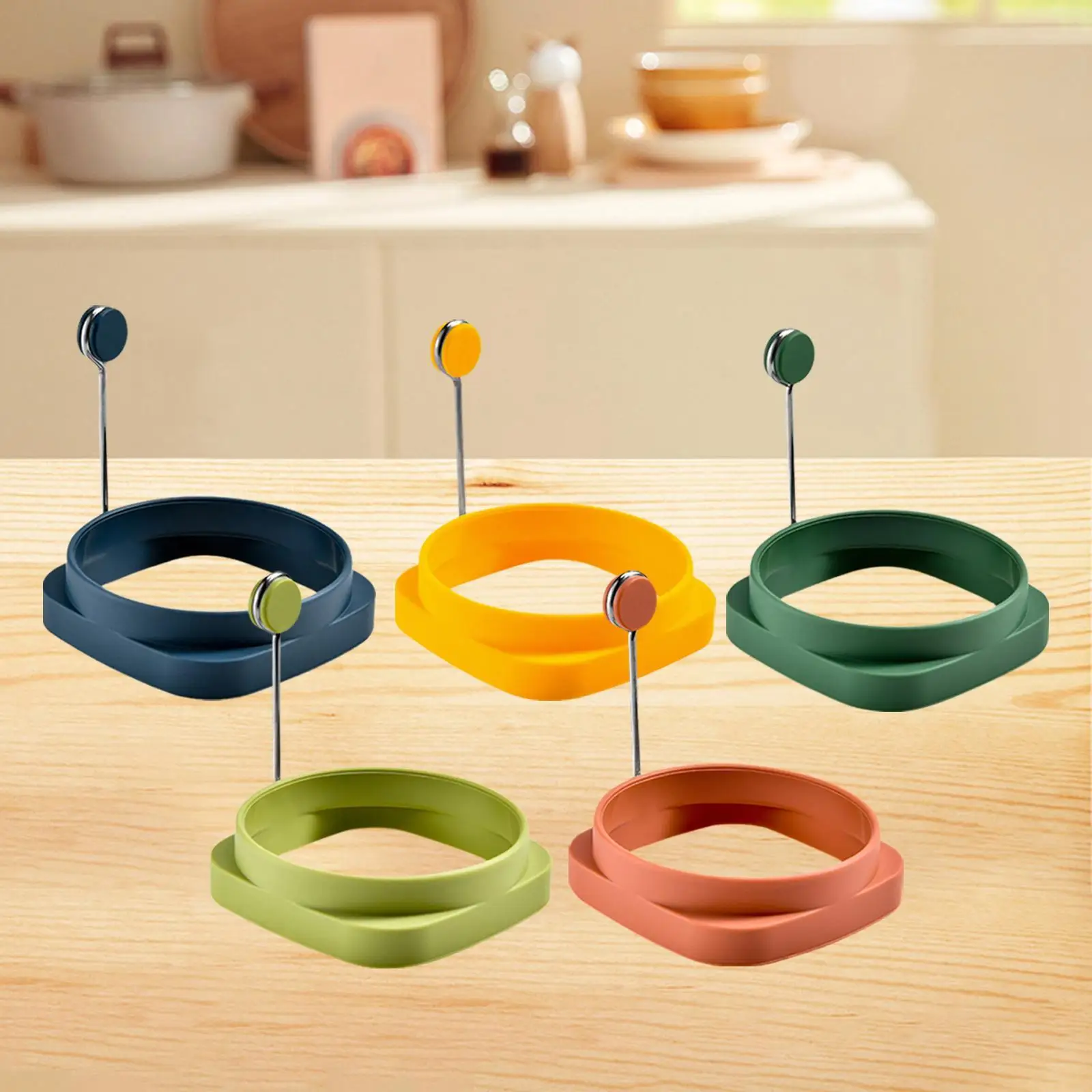 

Набор колец для яиц, аксессуары для изготовления колец для приготовления яиц, круглые, 3,3 x 4,3 дюйма с ручкой