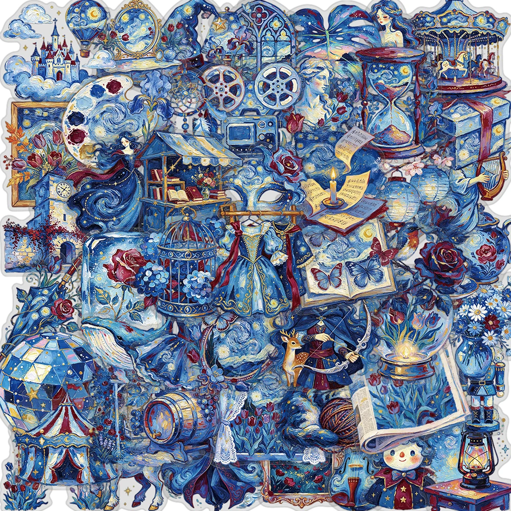 50PCS Creative Van Gogh Print Sticker Cafe Laptop Cool Luggage Gift Streetwear Fashion Casual Waterproof Bottles Stickers