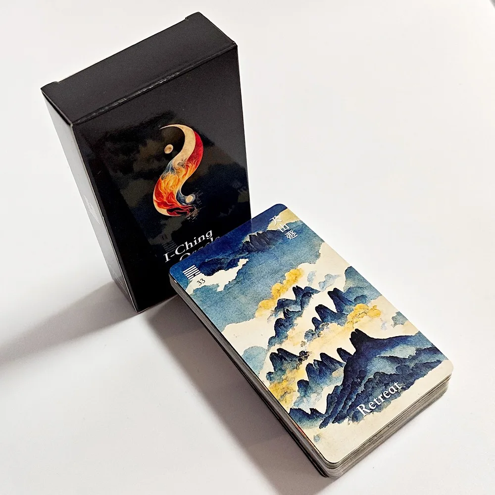 Baraja de oráculos I-Ching, 64 cartas, estilo tradicional de arte con tinta, herramienta de adivinación china para guía espiritual y meditación, 10,3x6cm