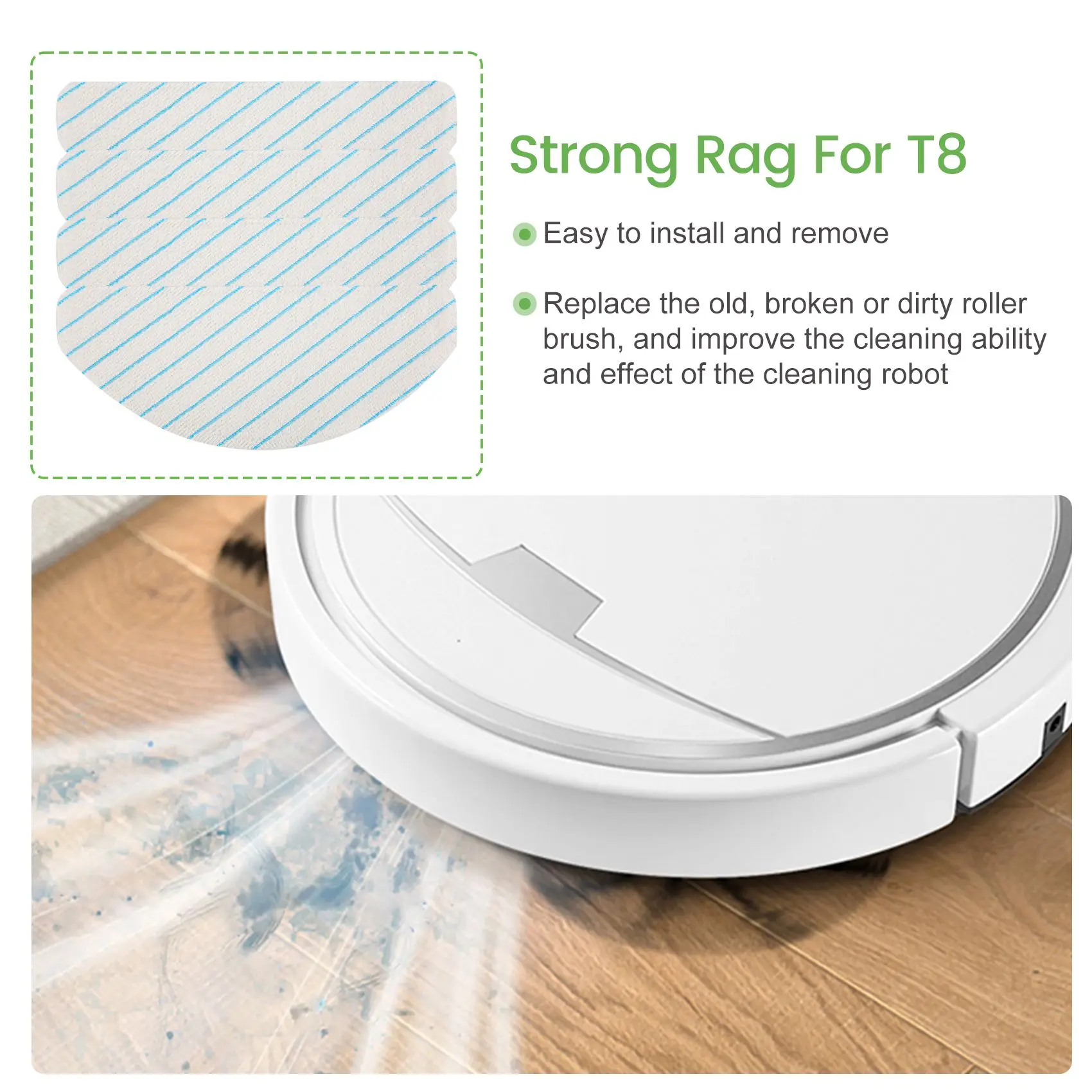 Rag forte descartável para aspirador de pó, moping pads, peças de reposição, Ecovacs Deebot Ozmo T8 Aivi T8 MAX, 50pcs