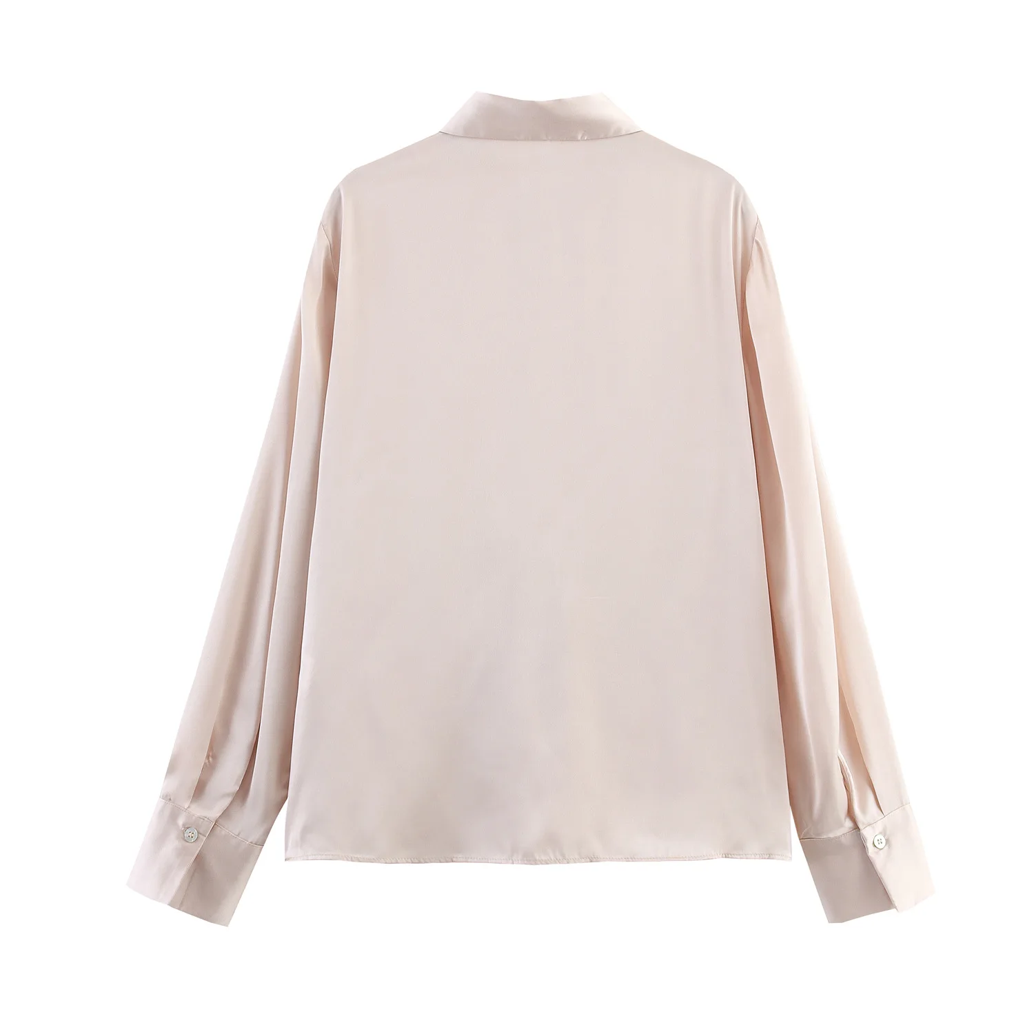 Fashionable and Elegant Women's Clothing with Knot Detail Satin Texture Shirt
