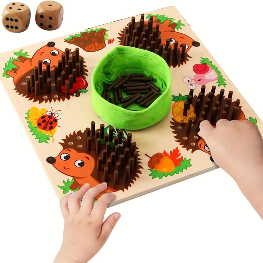 

1 Set Montessori Children's Wooden Puzzle Hedgehog Stick Game, Hand Fine Motor Sensory Training Puzzle Teaching Aids Toys