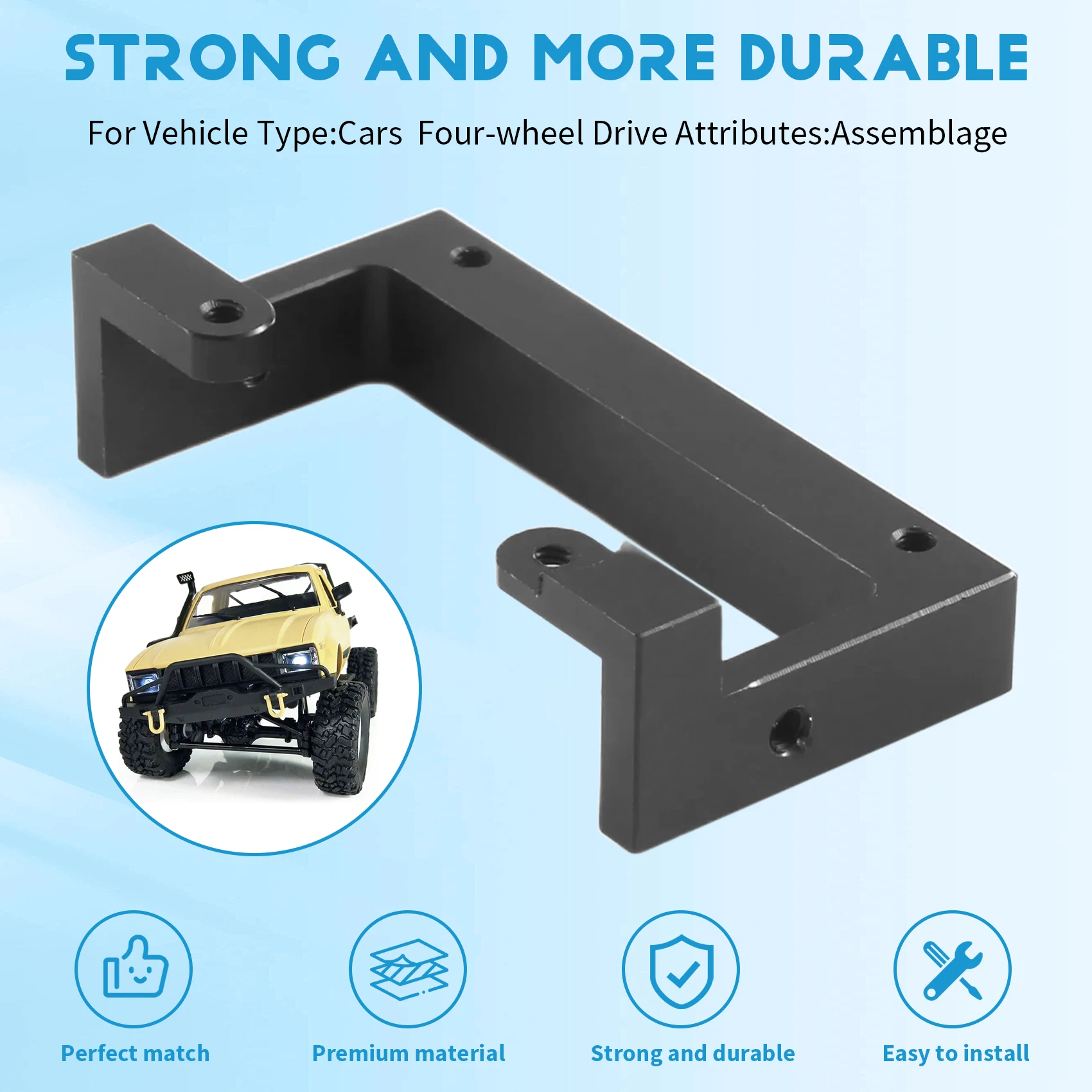 A49K-Metal Bumper Mount Bracket For WPL C14 C24 C24-1 C34 B14 B24 B16 B36 MN D90 MN99S RC Car Upgrade Parts