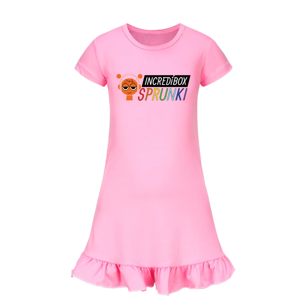 Sprunki Incredibox music Dress Girls Nightdress Clothes Cartoon Pajamas Clothing Short Sleeve Pajamas Dress Kids Family Wear