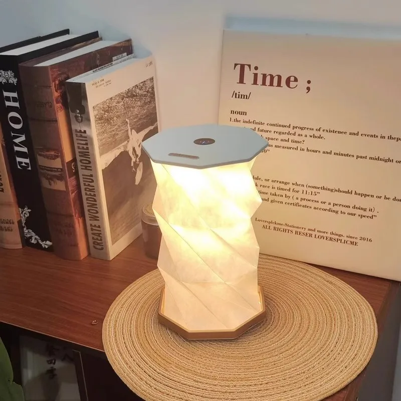 Creative rotating book lamp smart touch portable nightlight portable folding wooden creative gifts small desk lamp