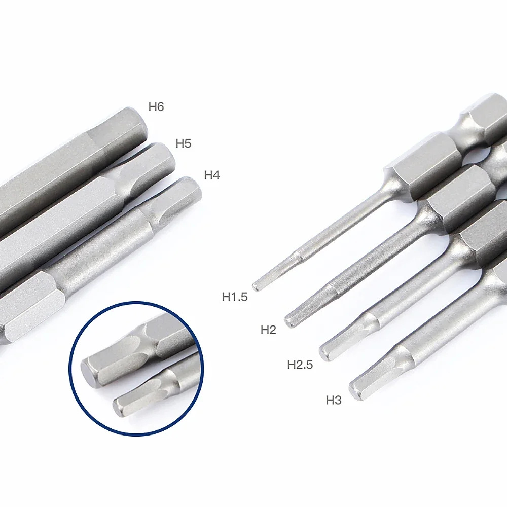 Hex Screwdriver 75mm100mm S2 Steel H1.5-14 Inner Hexagon Head 1/4 Shank Magnetic Electric Drill Screw Driver Repair Tools