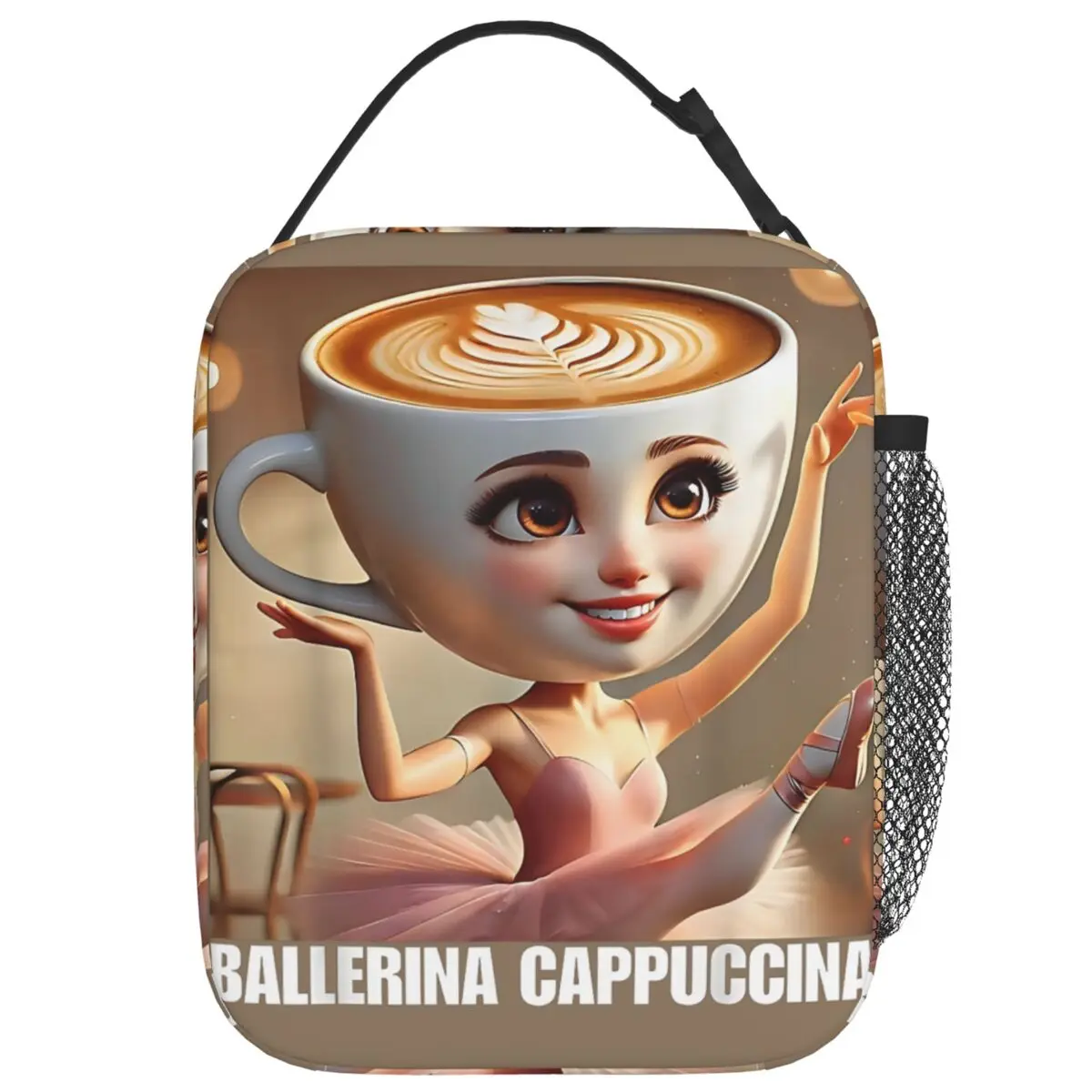 Ballerina Cappuccina Italian Brainrot Meme Lunch Bag For Women Lunch Box Cooler Bag Convenient Oxford Thermal Tote Handbags