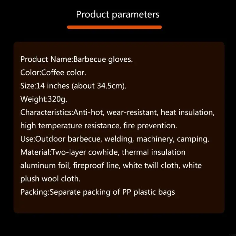 Guantes soldadura multifuncionales 45BE Cocina resistente calor BBQ BBQ Barra vaca TOURA PROTECCIÓN Herramientas