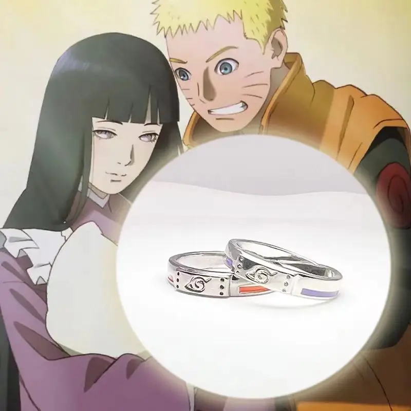 Novo naruto uzumaki naruto hyūga hinata casal anel cosplay anime ao redor personagem jóias acessórios casal presente