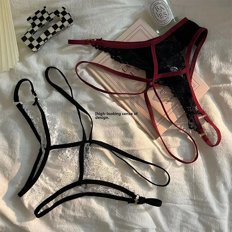 سراويل داخلية من الدانتيل رفيعة متقاطعة للنساء سراويل داخلية مثيرة شبكية قابلة للتنفس سراويل مثلثة منخفضة الخصر للغاية سراويل داخلية رفيعة #1