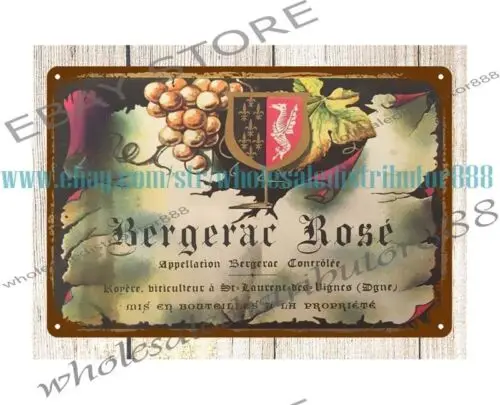 Bergerac Rose Wine pub cafe alcohol beverage metal tin sign create plaque