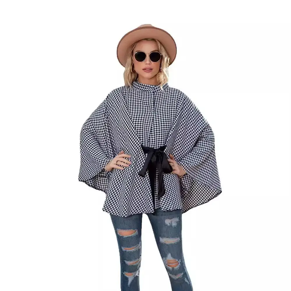 

Ele женское шерстяное пальто на шнуровке, накидка-топ, длинный све, круглый Ne, обычный, тонкий, осенний сезон для женщин среднего возраста