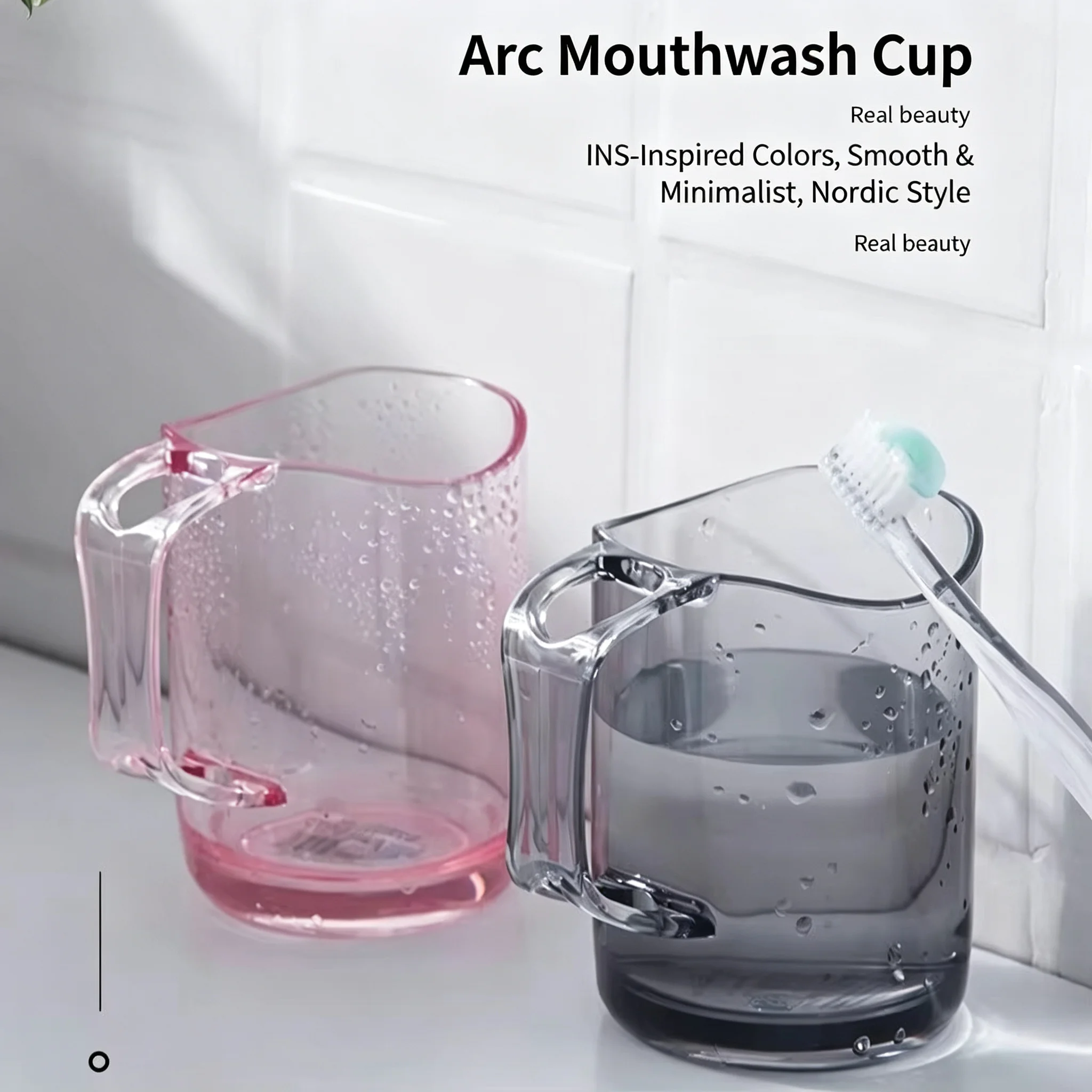 Simple Transparent Water Cup Creative Mouthwash Cup with Toothbrush Holder Cute Cup for Household Brushing Student Appointment