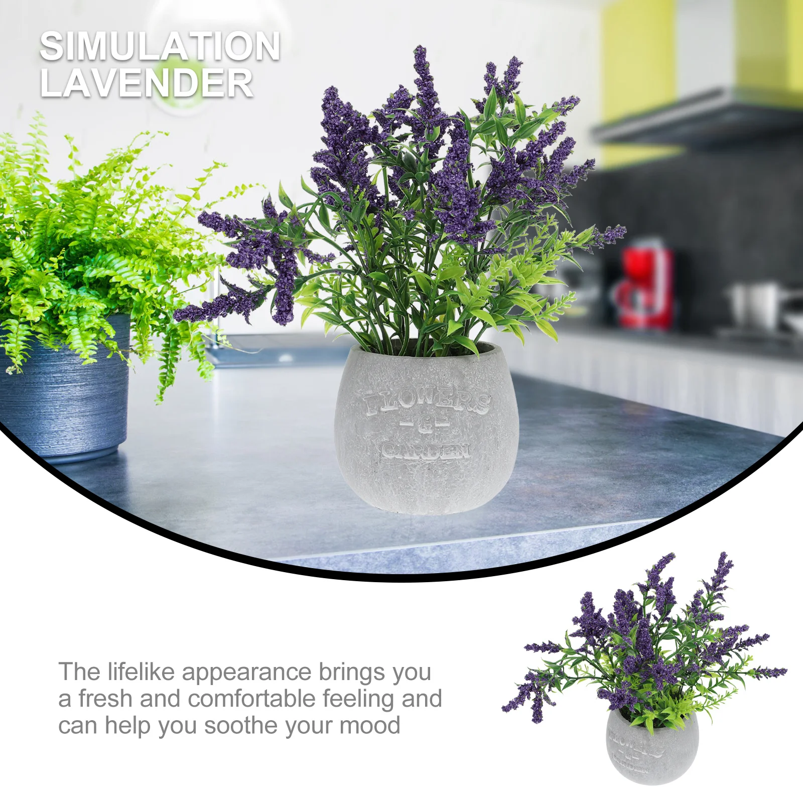 

1Pcs Simulation Lavender Bonsai Purple Decorative Potted Plant for Home Office Desktop Realistic Artificial Plant Decoration