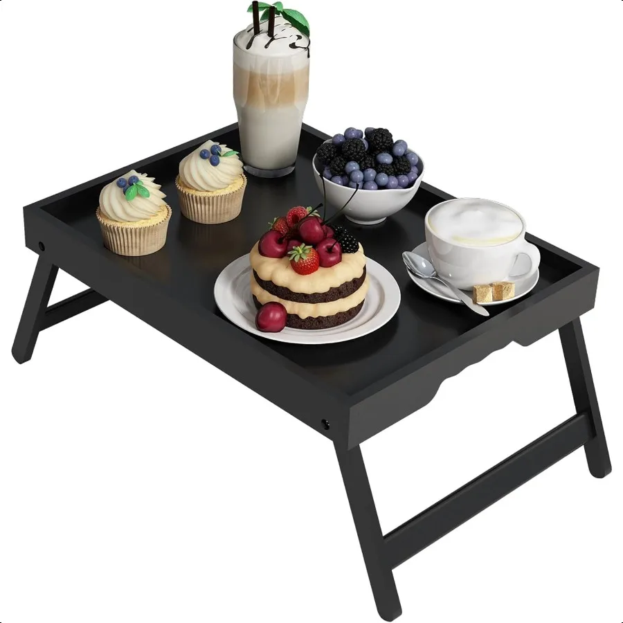 

Bed Tray Table with Folding LegsBamboo Breakfast in Bed for Kitchen Serving Tray Sofa Used As Laptop Desk Snack Breakfast Tray