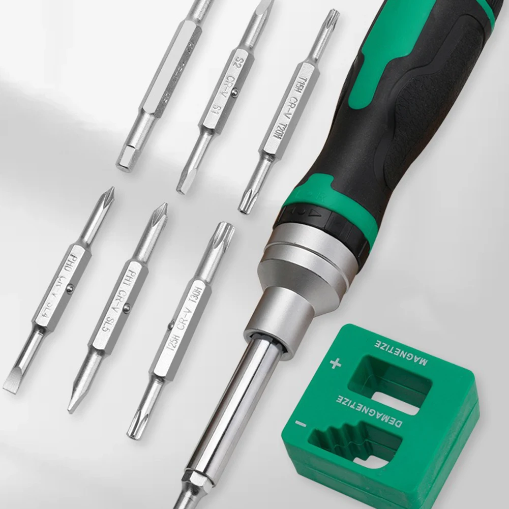 

16-in-1 Magnetic Ratchet Screwdriver Set Cross Slotted Square Hex Bits For Electrical Installation Carpentry Repair Tools