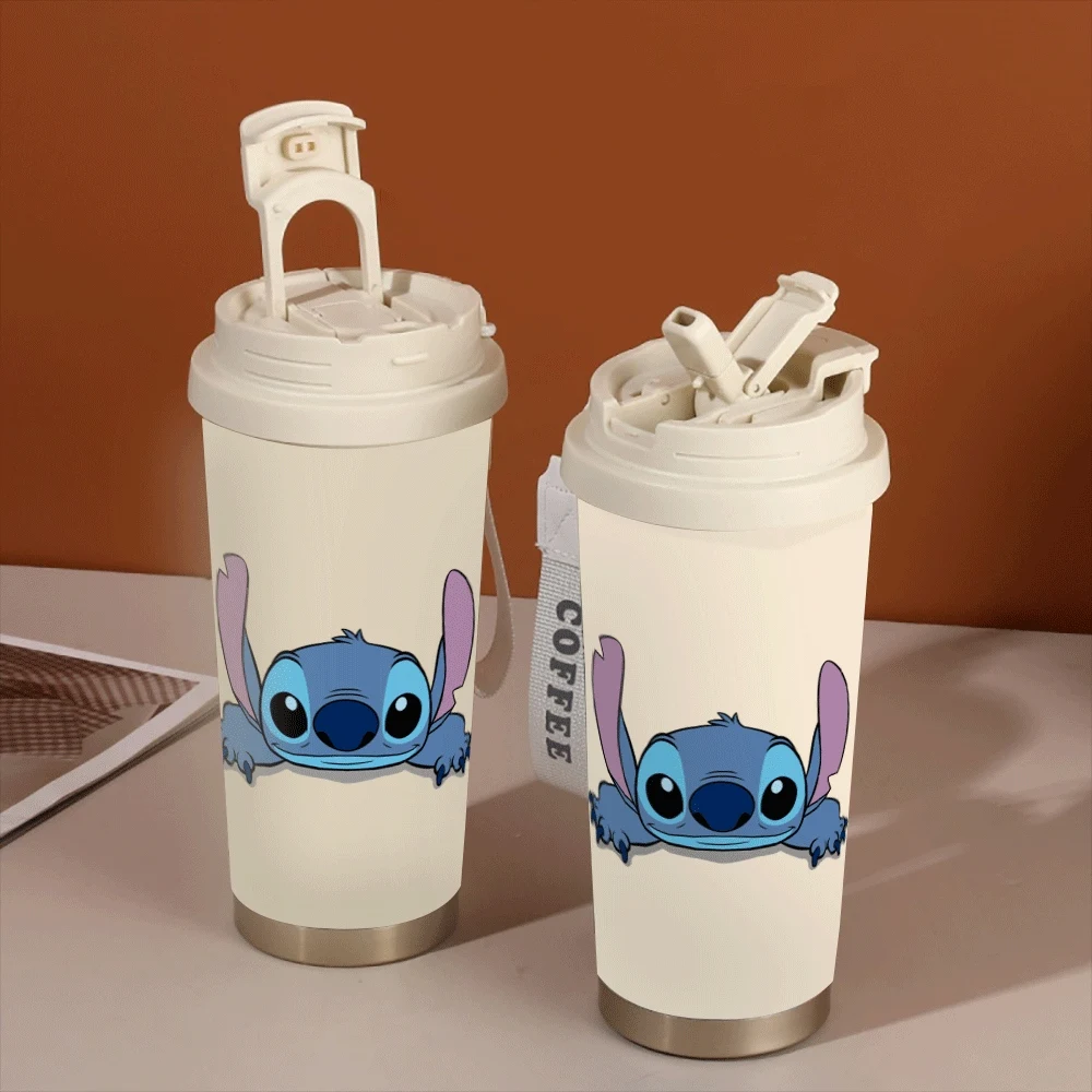 

Stitch Angel Cartoon Insulated Cups Straw Drinking Women Drinking Cup Bottle 304 Stainless Lilo Stitch Kawaii Summer