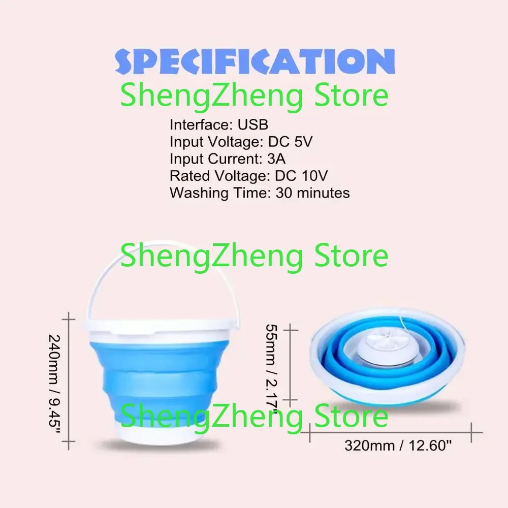 USB Folding Portable Ultrasonic Turbo Washing Machine Personal Laundry Washer TI