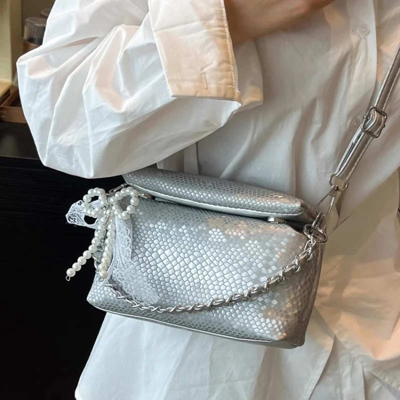 

Sliver Bags for Woman Luxury Handbags Ladies Hand Bag with Chains Straps Small Box Bags Handbags Girls Designer Crossbody Bag