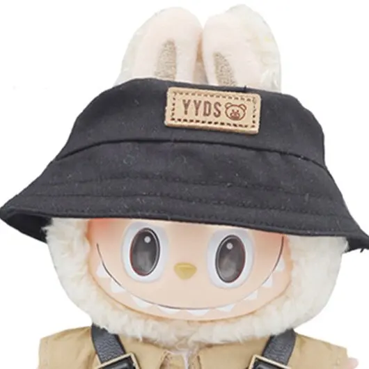 For 17cm Labubu Doll Accessories Macaron Color Open Mouth Figurine Fisherman Hat Labubu Outfit