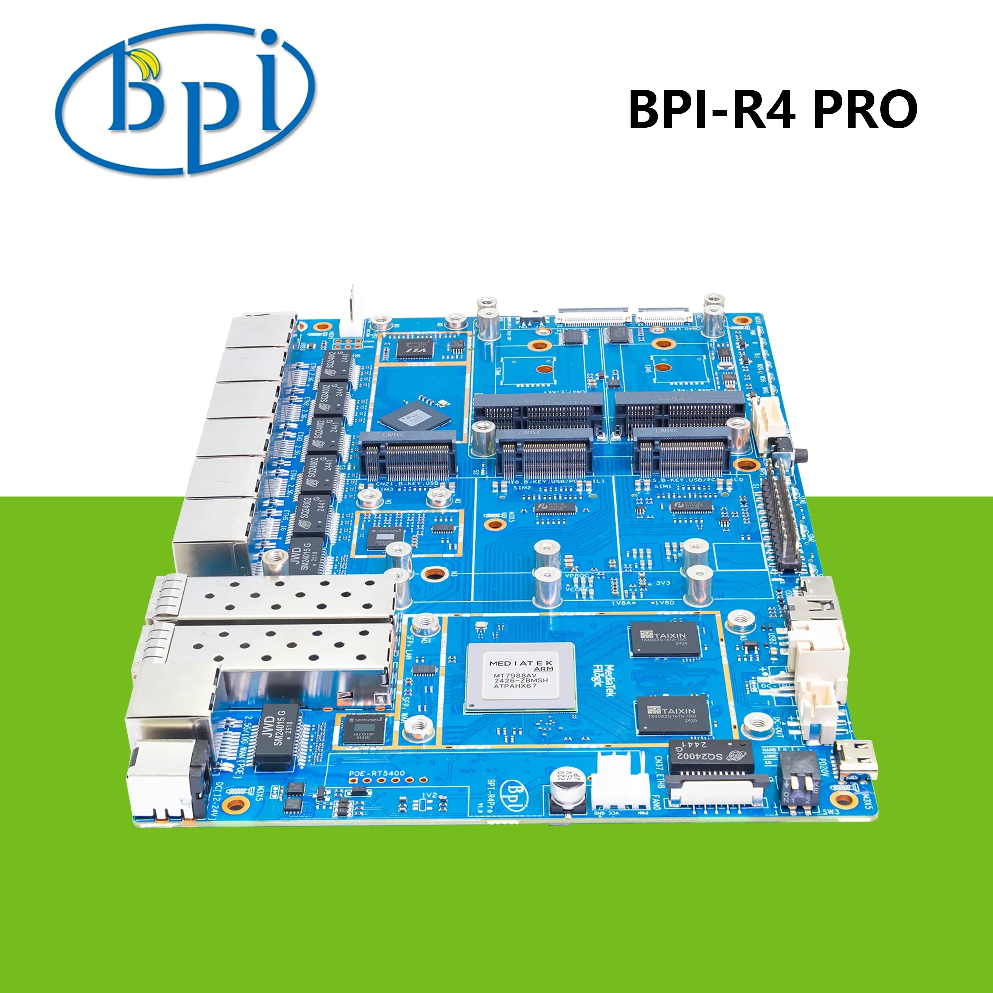 الموز Pi R4 PRO 8GB RAM Wifi7 راوتر مجلس MediaTek MT7988A رباعية النواة الذراع Cortex-A73 المعالج 8G eMMC مساعد المنزل