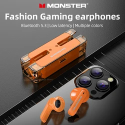 Monster XKT08 Gaming Earphone Ture Wireless Bluetooth 5.3 Headphones Low Latency Noise Reduction Earbuds Headset With Mic New