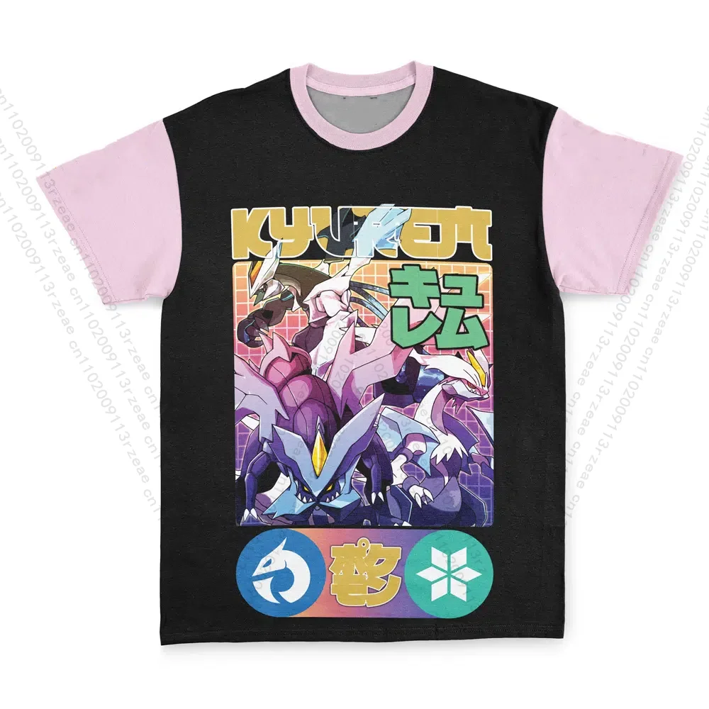 Anime Kyurem Pokemon Kid 3D 패션 캐주얼 스트리트 스포츠 티 포켓 몬스터 탑 남성/여성 반팔 통기성 티셔츠