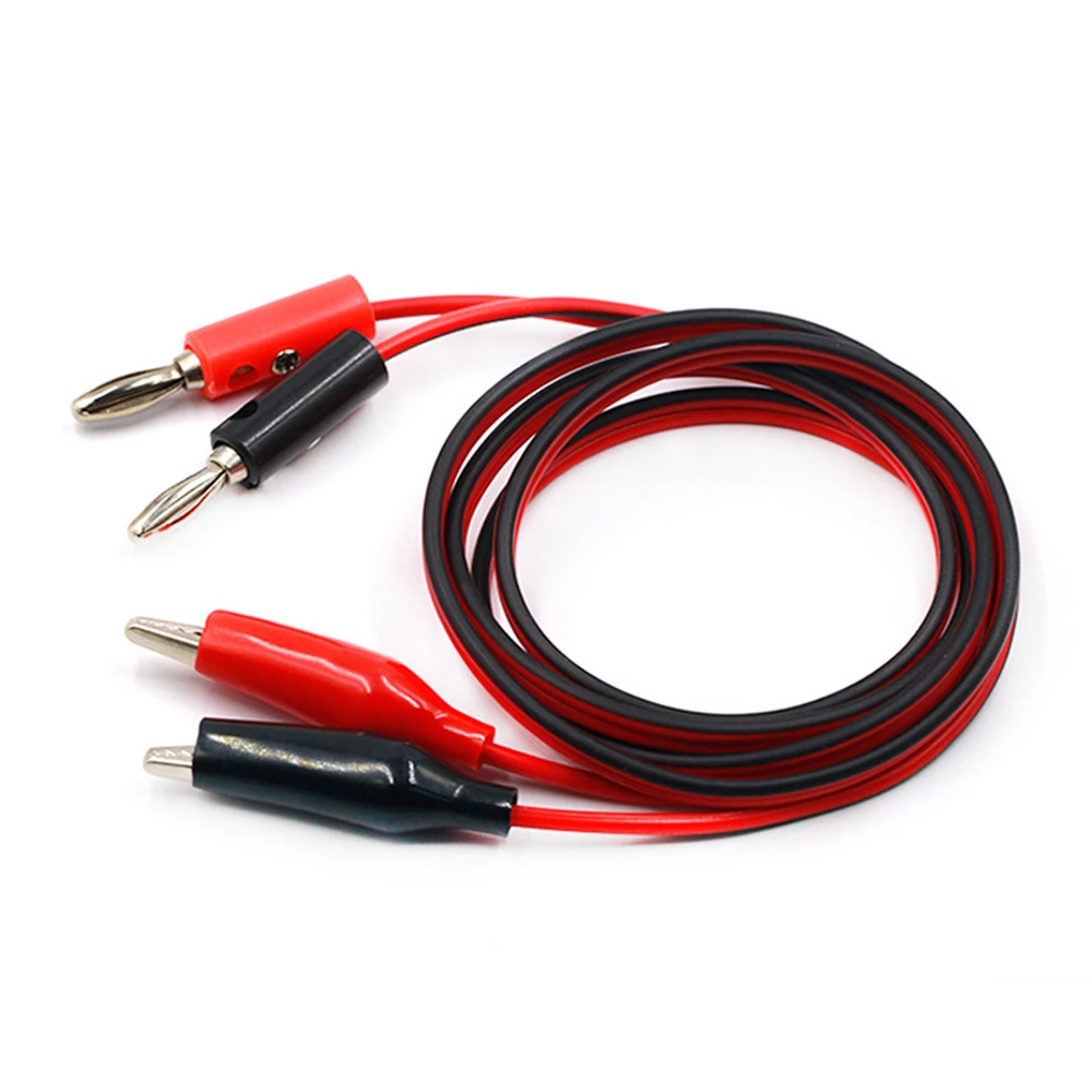 

4mm double alligator clip banana plug test cable connector double test plug alligator clip multimeter measuring tool 1m