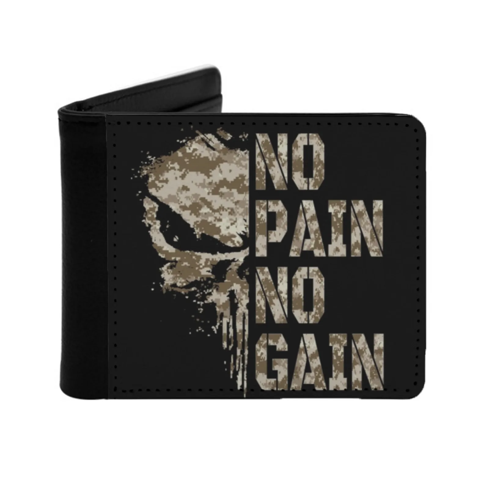 

No Pain No Gain Desert Men's Wallet Pu Leather Wallet Multifunction Credit Card Purse No Pain No Gain Military Cammo Camouflage