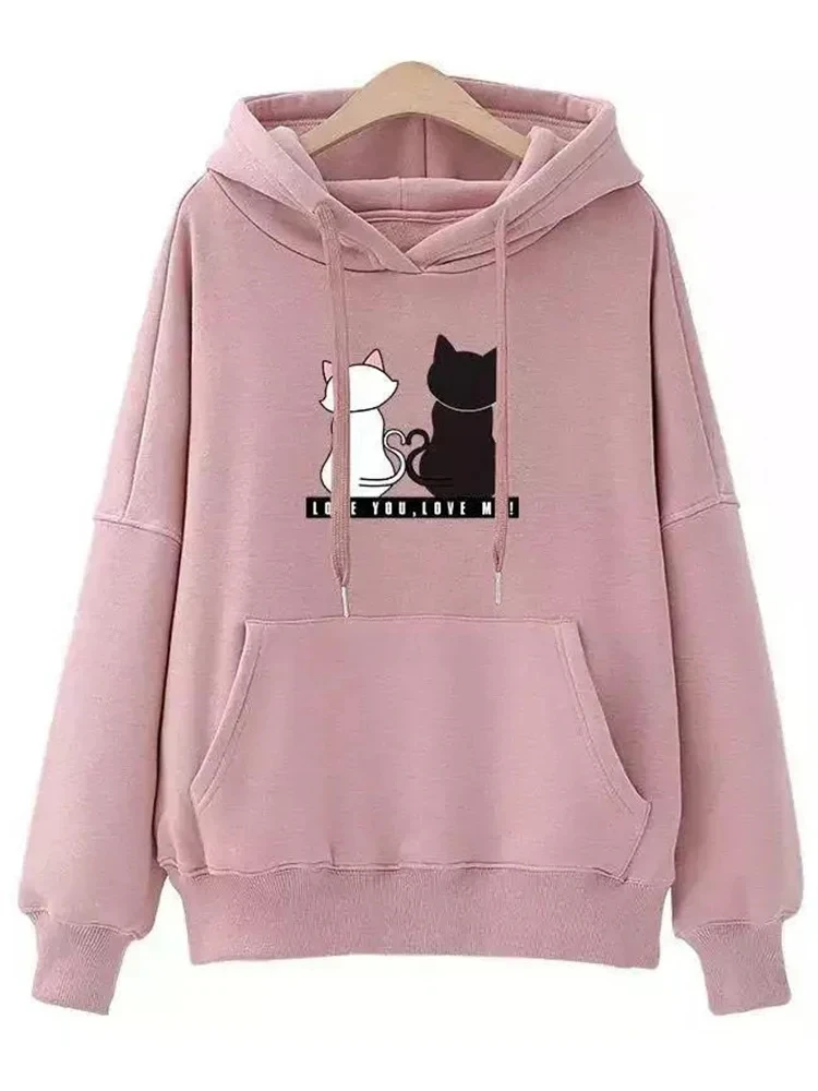 No Talk Me Cute Angry Cat Print Women Hoody Hip Hop Soft Sweatshirt Casual Fleece Sweatshirt Oversize Fleece Women Streetwear